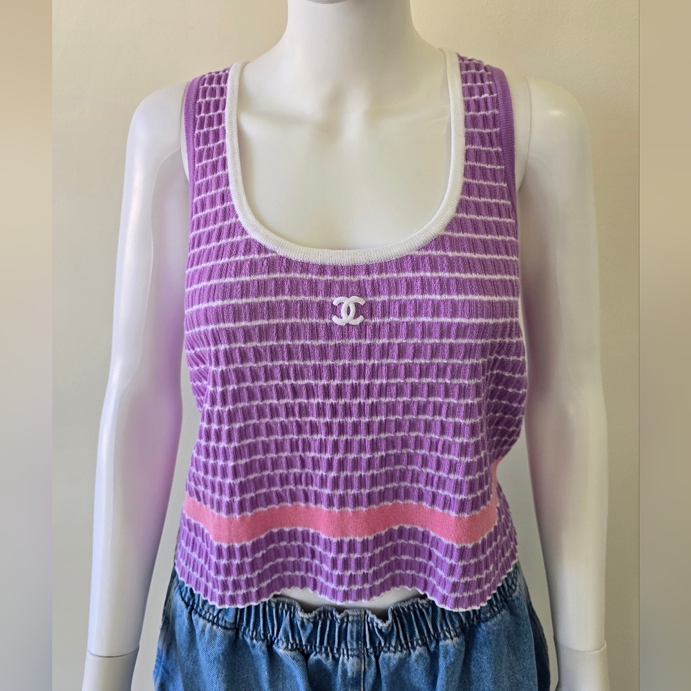 Chanel Knit Striped Tank Top